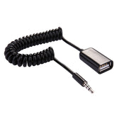 3.5mm Male to USB 2.0 Female Audio Converter Retractable Coiled Cable for Car MP3 Speaker U Disk, Length: 1m